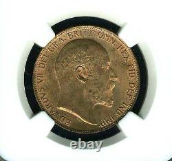 Grande-bretagne Edward VII 1904 Penny, Non Circulé, Certifié Ngc Ms64-rb