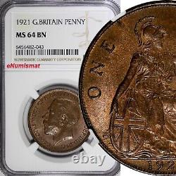 Grande-bretagne George V (1911-1936) Bronze 1921 Penny Ngc Ms64 Bn Km# 810 (43)