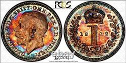 Grande-bretagne George V Argent 1912 1 Penny Pcgs Pl66 Prooflike Rainbow Km#811