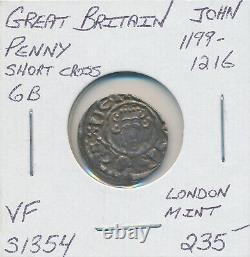 Grande-bretagne King John Short Cross Penny 6b 1199-1216 S1354 London Mint Vf