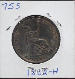 Grande-bretagne Penny=1/12 Shilling 1882-h Deuxième Lauréat Portraitbun