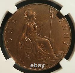 Grande-bretagne Royaume-uni Angleterre 1 Penny 1908 Ngc Ms 63 Rb Unc