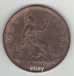 Grande-bretagne Victoria 1 Penny 1861 Variété L. C. Wyon / Aucune Signature Inverser Unc