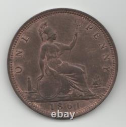 Grande-bretagne Victoria 1 Penny 1861 Variété L. C. Wyon / Aucune Signature Inverser Unc