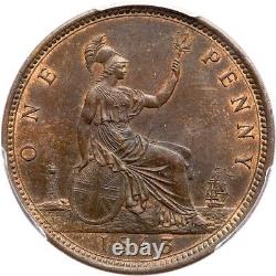 Grande-bretagne Victoria 1863 1 Penny Coin, Non Circulé, Certifié Pcgs Ms64-rb