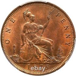 Grande-bretagne Victoria 1875 Penny, Choix Non Circulé, Certifié Pcgs Ms64-rb