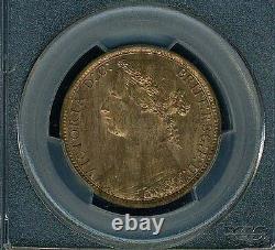 Grande-bretagne Victoria 1875 Penny, Choix Non Circulé, Certifié Pcgs Ms64-rb