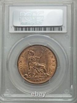 Grande-bretagne Victoria 1886 Penny, Choix Non Circulé, Certifié Pcgs Ms64-rb