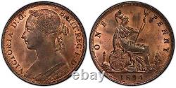 Grande-bretagne Victoria 1894 1 Penny Coin Non Circulé, Certifié Pcgs Ms63-rb