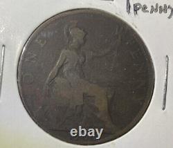 Lettres Parfaites / Date! Grande-bretagne 1900 Un Penny Coin Queen Victoria Bronze