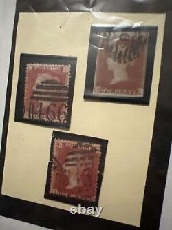 Lot de timbres de Grande-Bretagne avec un penny black, 22 penny rouges et plus encore