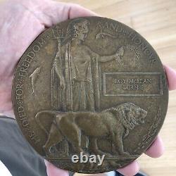 Médaille De Mort En Bronze Penny Lance Caporal Roy M. Burnie 9e Highland Infantry Wwi