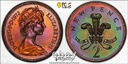 PR66RB 1973 Grande-Bretagne Penny Preuve, PCGS Trueview- Nuancé Arc-en-ciel