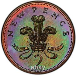 PR66RB 1973 Grande-Bretagne Penny Preuve, PCGS Trueview- Nuancé Arc-en-ciel