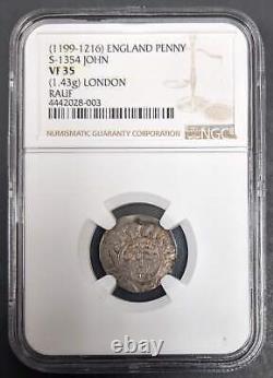 Penny anglais de 1199 de Jean à Londres NGC VF 35