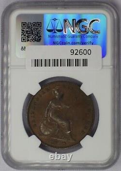 Penny de Grande-Bretagne de 1857 Petite Date NGC AU 58 BN