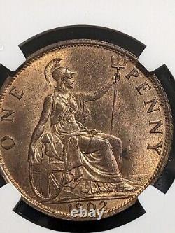Penny de Grande-Bretagne de 1902 MS64 BN UNC NGC KM 794.1 LOW SEA LEVEL Edward VII