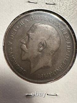 Piece d'erreur! 1912 Grande-Bretagne Un Penny George V Manquant 'N' Dans 'ONE' Rare