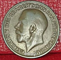 Pièce de bronze d'un penny du roi George V de Grande-Bretagne de 1918-KN, KM# 810.