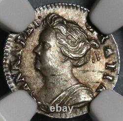 Pièce en argent sterling de Grande-Bretagne de 1709 NGC MS 62 Anne Penny POP 1/0 (24070801D)