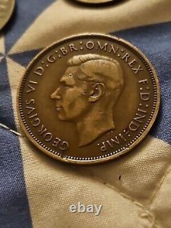 Rare 1937 Grande-Bretagne George VI Un Penny