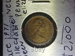 Rare 1971 D.G. REG. 1971 Pièce de 2 pence de la Reine Elizabeth II