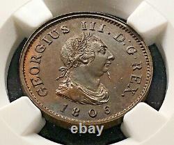 Rare1806 Grande-bretagne 1/4 Penny Farthing Cooper Coin George III Ngc Pf65