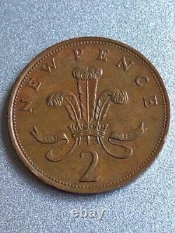 Royaume-Uni 2 nouveaux pence, 1980, Original ELIZABETH II D G REG F D 1980 Rare