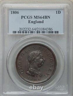 Royaume-Uni Grande-Bretagne, George III 1 Penny 1806 Soho Pcgs Ms 64 Bn (21), Rare