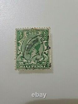 Royaume-uni 1/2 Penny George V Utilisé Tampon Vert Rare