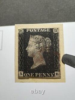 Timbre 1840 Grande-Bretagne Reine Victoria 1 Penny Noir Lot de 2 Utilisés