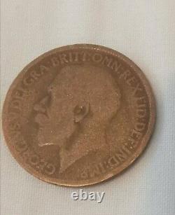 Très Rare Grande-bretagne Bronze Coin One Penny 1920 Head Vieux