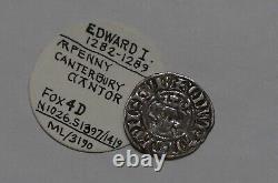 UK GB PENNY EDWARD I 1282-1289 CANTERBURY 1.38Gr DÉTAILS NETS B73 #K347