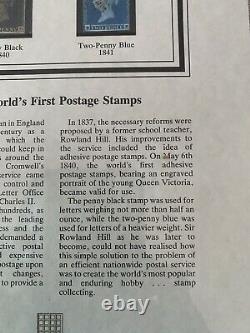Worlds Most Famous Stamps Genuine Penny Black 1840 Two Penny Blue 1841 Encadré